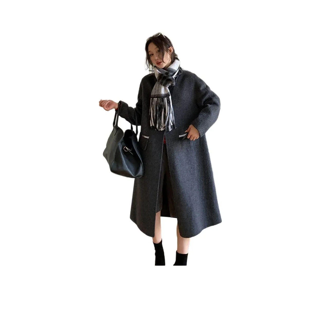 NANING9 Темно-серый Женский Пальто