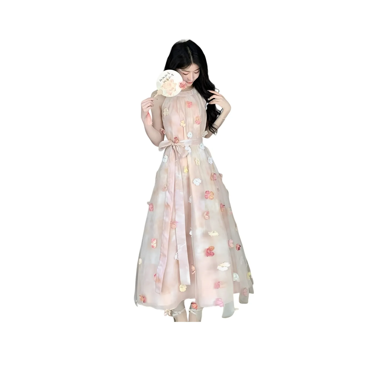 Flowers In Water Sleeveless Dress Women's