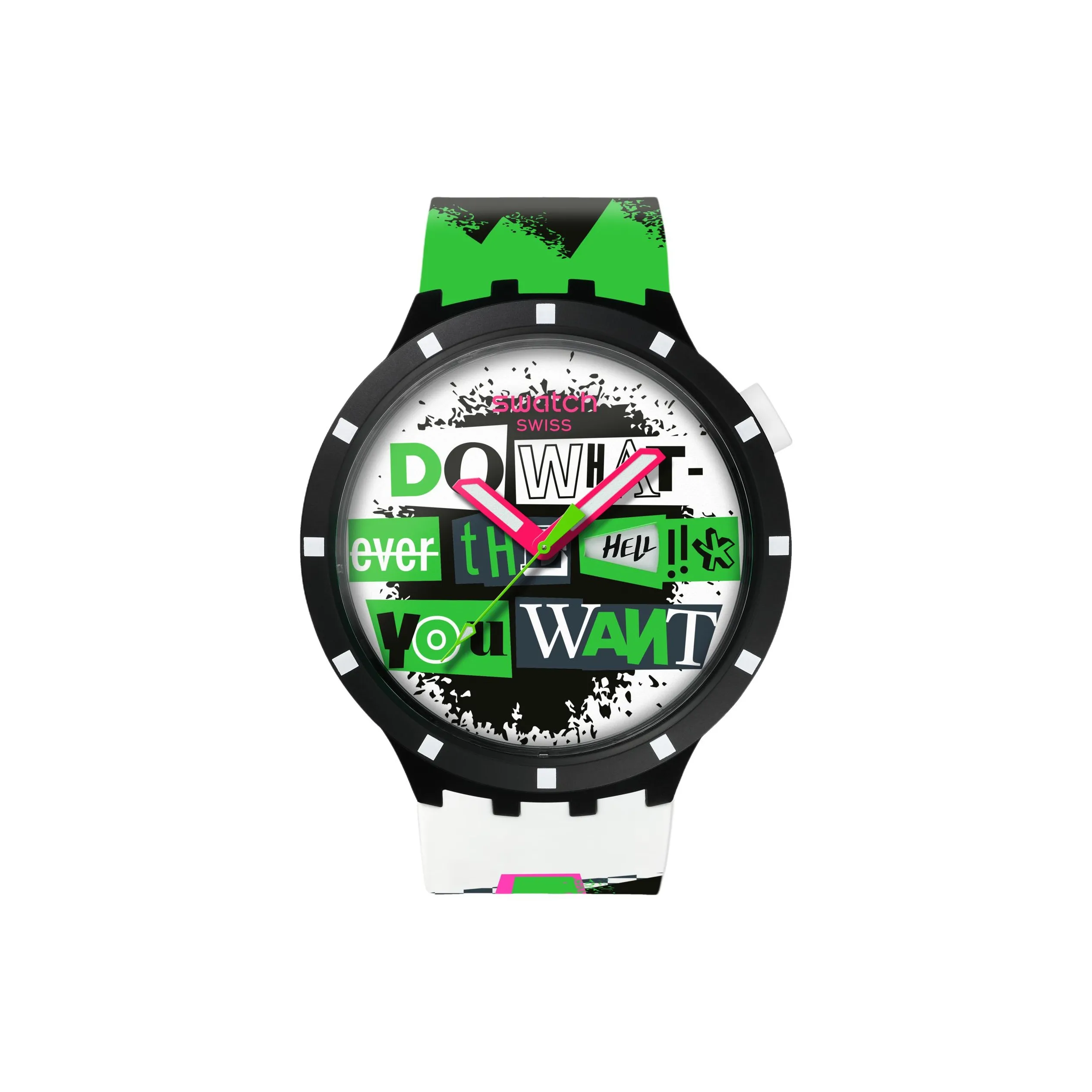 SWATCH Нет Rules Кварцевый механизм Унисекс Часы 47 мм Многоцветный циферблат Часы Ботаническая керамика Чехлы для часов Силиконовый ремешок