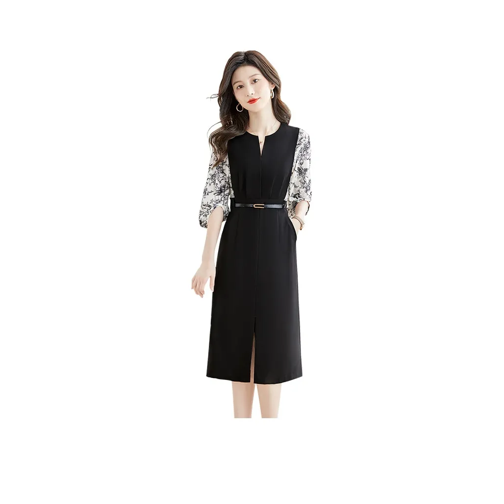 Cypress House Short Sleeved Dress Women's Black & White With Floral