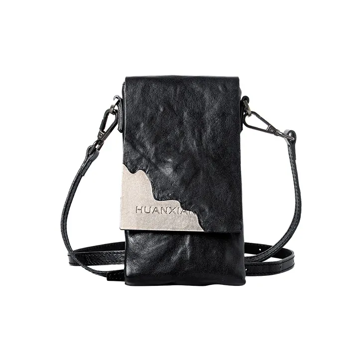 HUANXIANGZHE Растительное дубление Корова Кожа Чехол для телефона Сумка через плечо Унисекс Черный