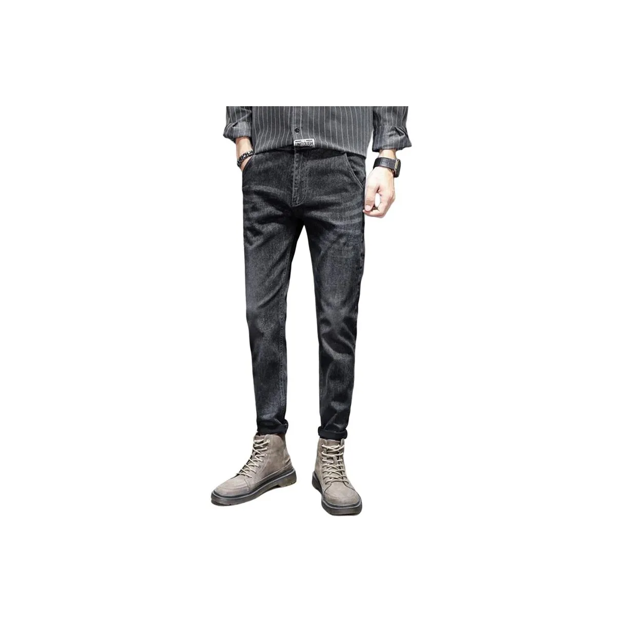 YUQIAN Черные Мужские Джинсы