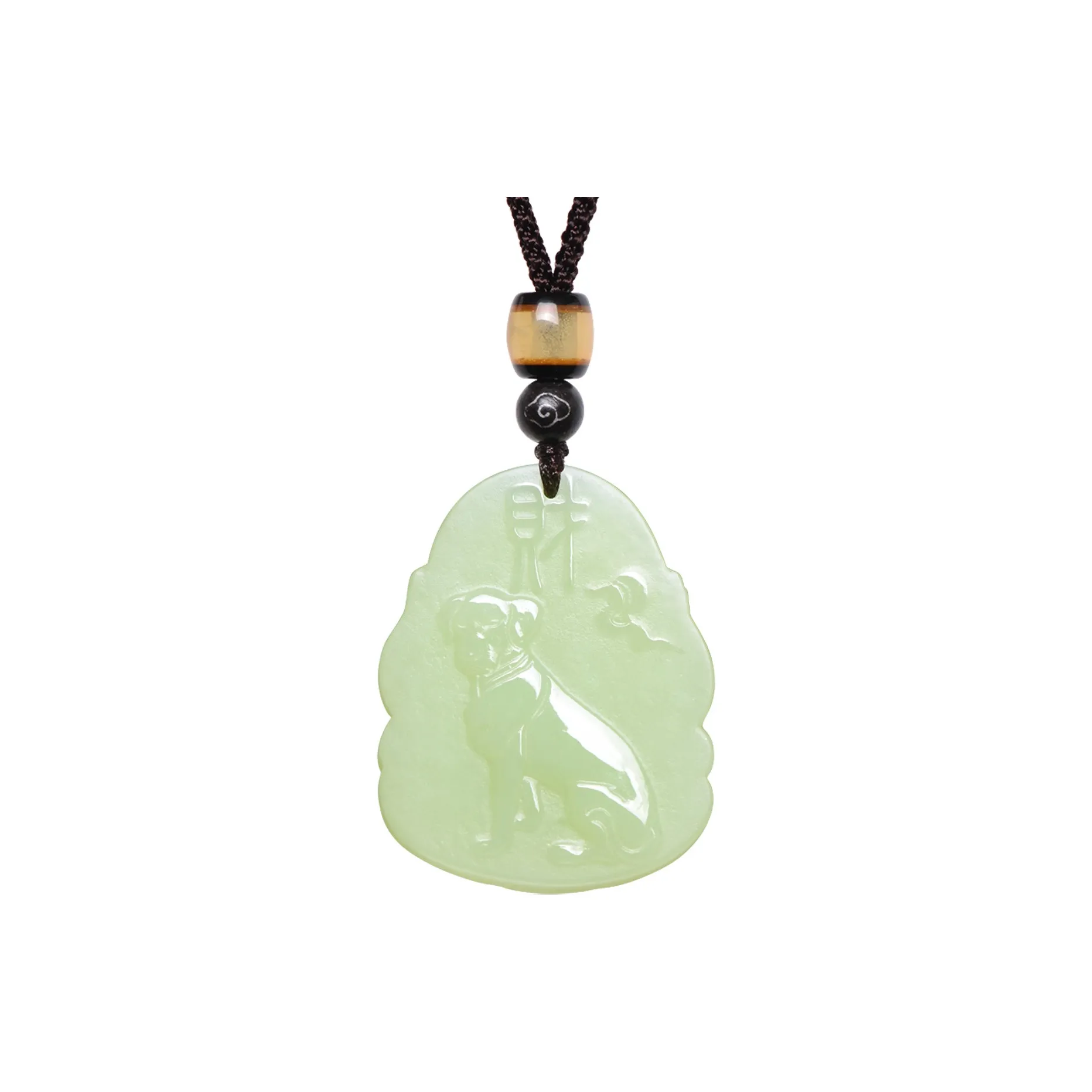 MARY WINDSOR Chinese Zodiac Dog Guardian Pendant Pale Greenish White Jade Unisex