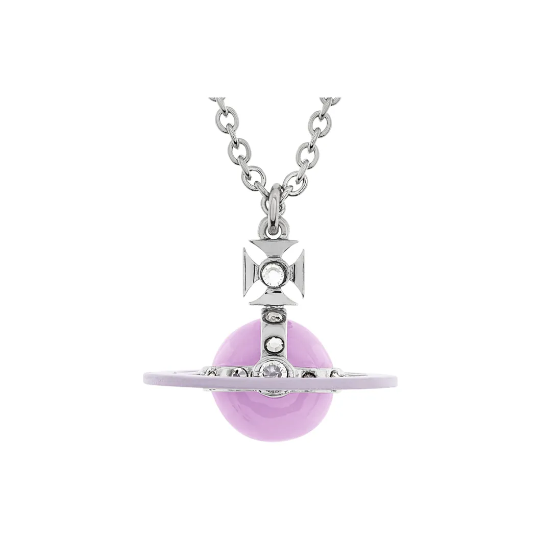 Vivienne Westwood Platinum Crystal Necklaces Unisex Custard Purple