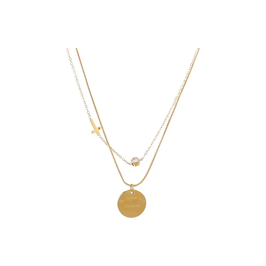 NATURALLYJOJO Титановые стальные цирконовые ожерелья женские золотые