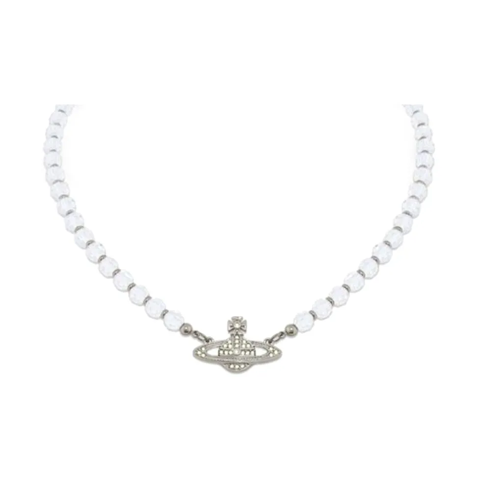 Vivienne Westwood Platinum-Plated Crystal Necklaces Women's White