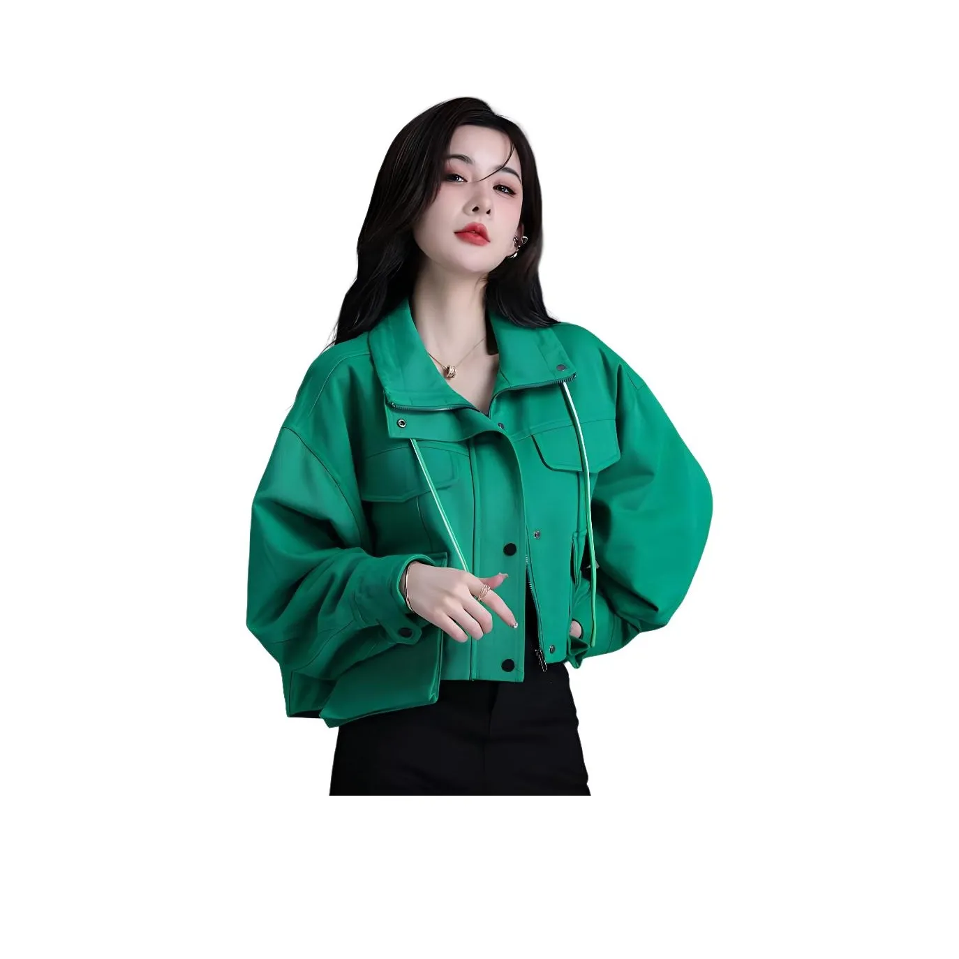 You Cow Me Pants Denim Jacket Women's Green