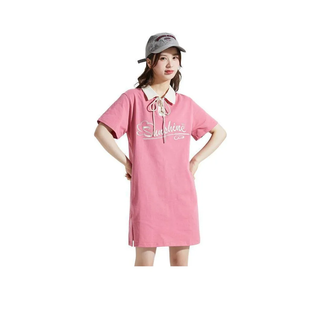 Tonlion Short Sleeved Dress Women's Fuchsia