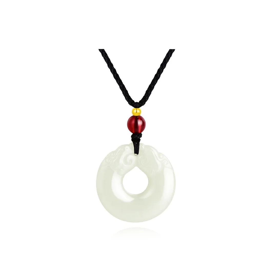JINLIUFUJIXIANG Hetian Jade Necklaces White Jade/Pale Greenish White Jade Unisex