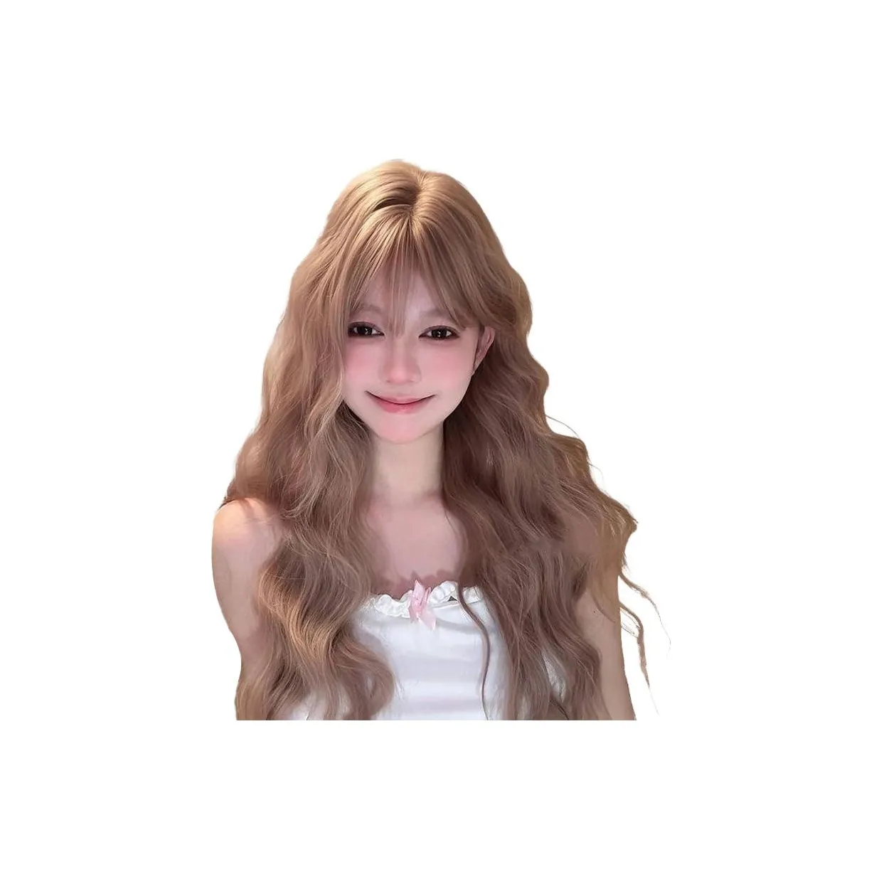 YOSEE Full Голова Перука Молочно-чайный Розовый Кудрявые Волосы Лолита-стиль Повседневный