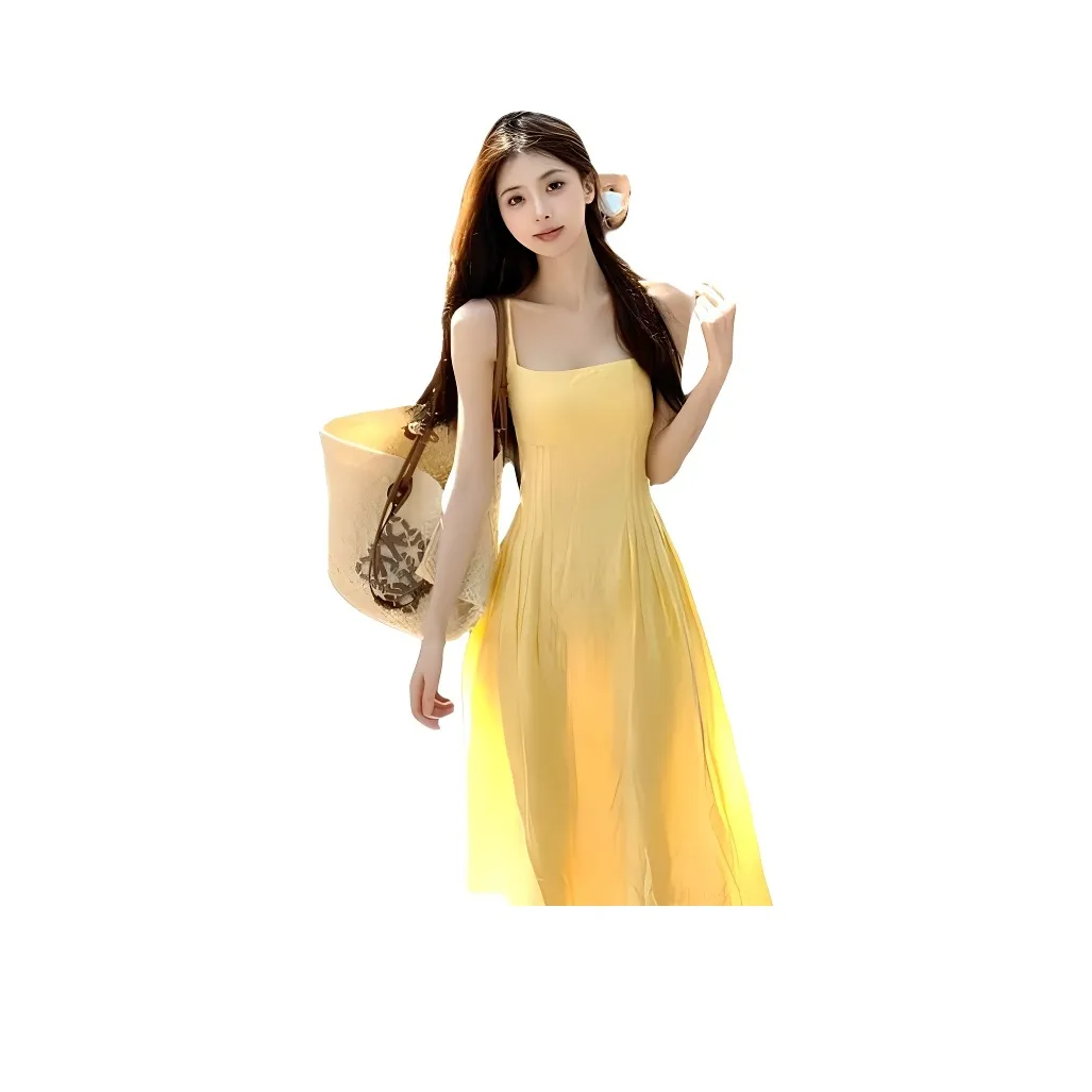 Slip Dresses Women's Yellow