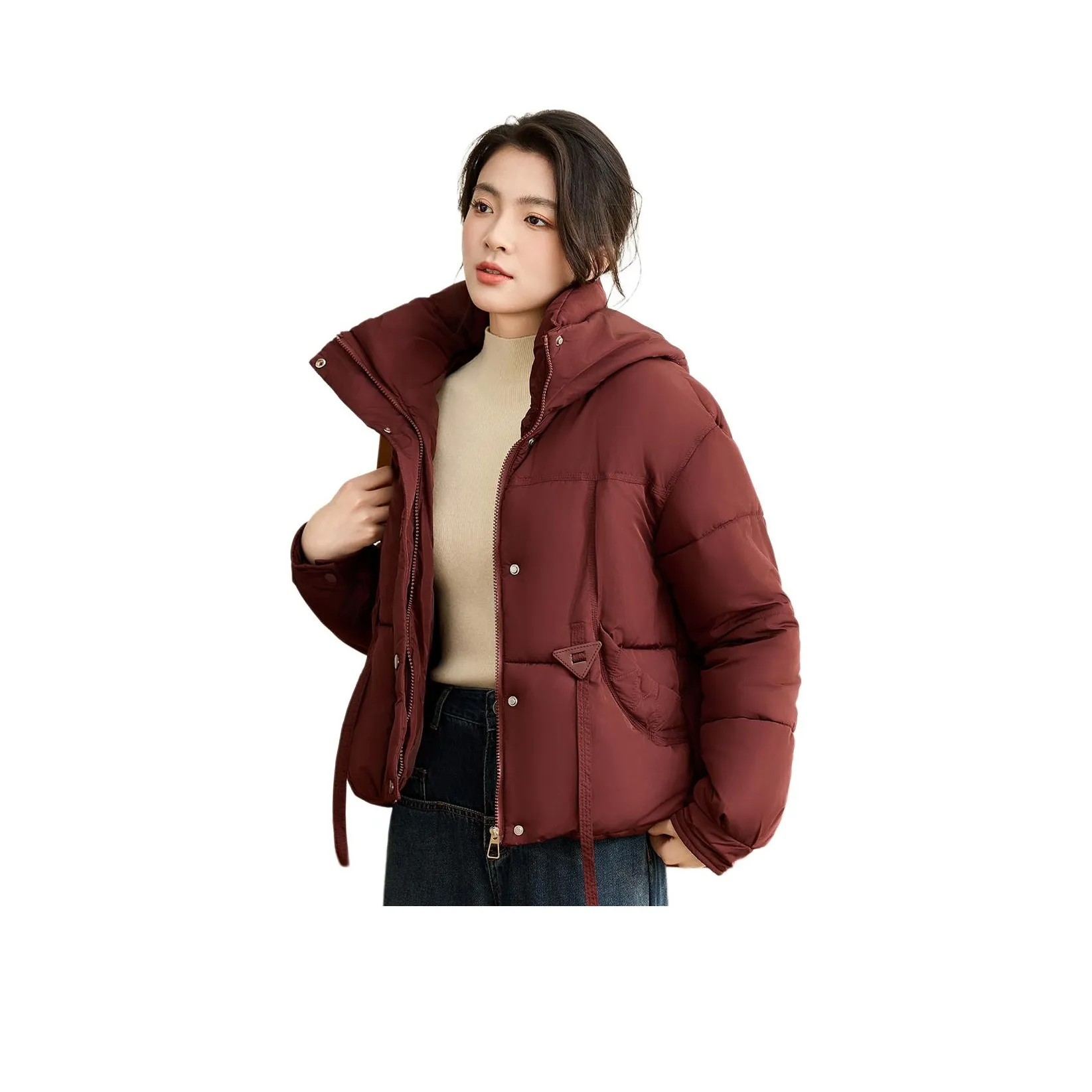 CARBAMMI Хлопковый пуховик женский Ангора красный