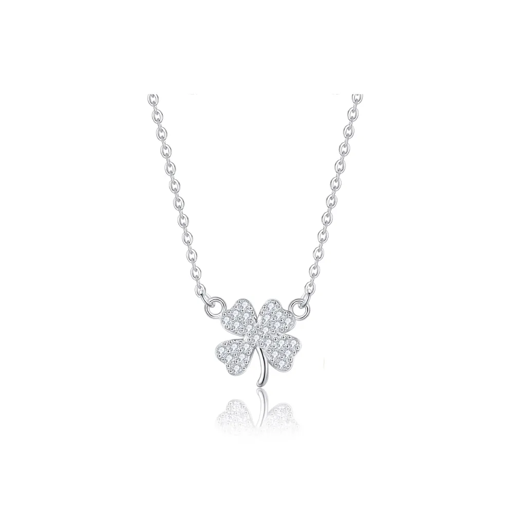 CARLHEIM S925 Silver Four Leaf Clover Necklace Women's