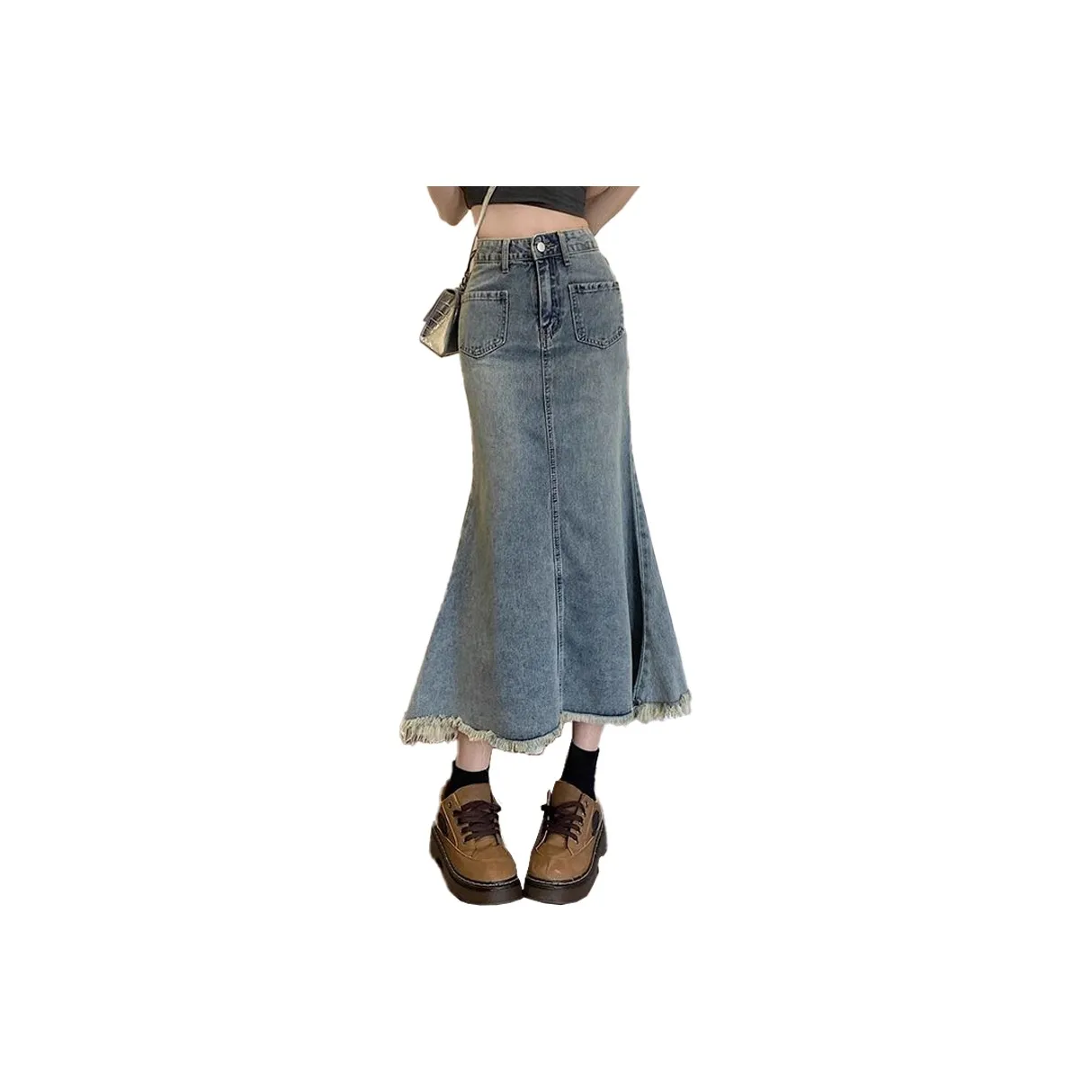 GOSO Светло-синий Женские Джинсовые Длинные Юбки