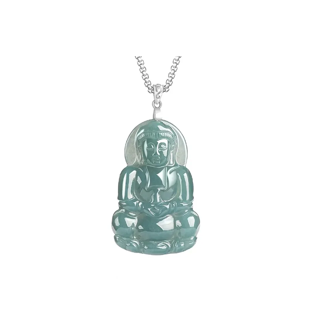 Long Fu Glutinous Jade Jadeite Necklace Trendy Versatile Accessory, Perfect Gift For Festivals Unisex