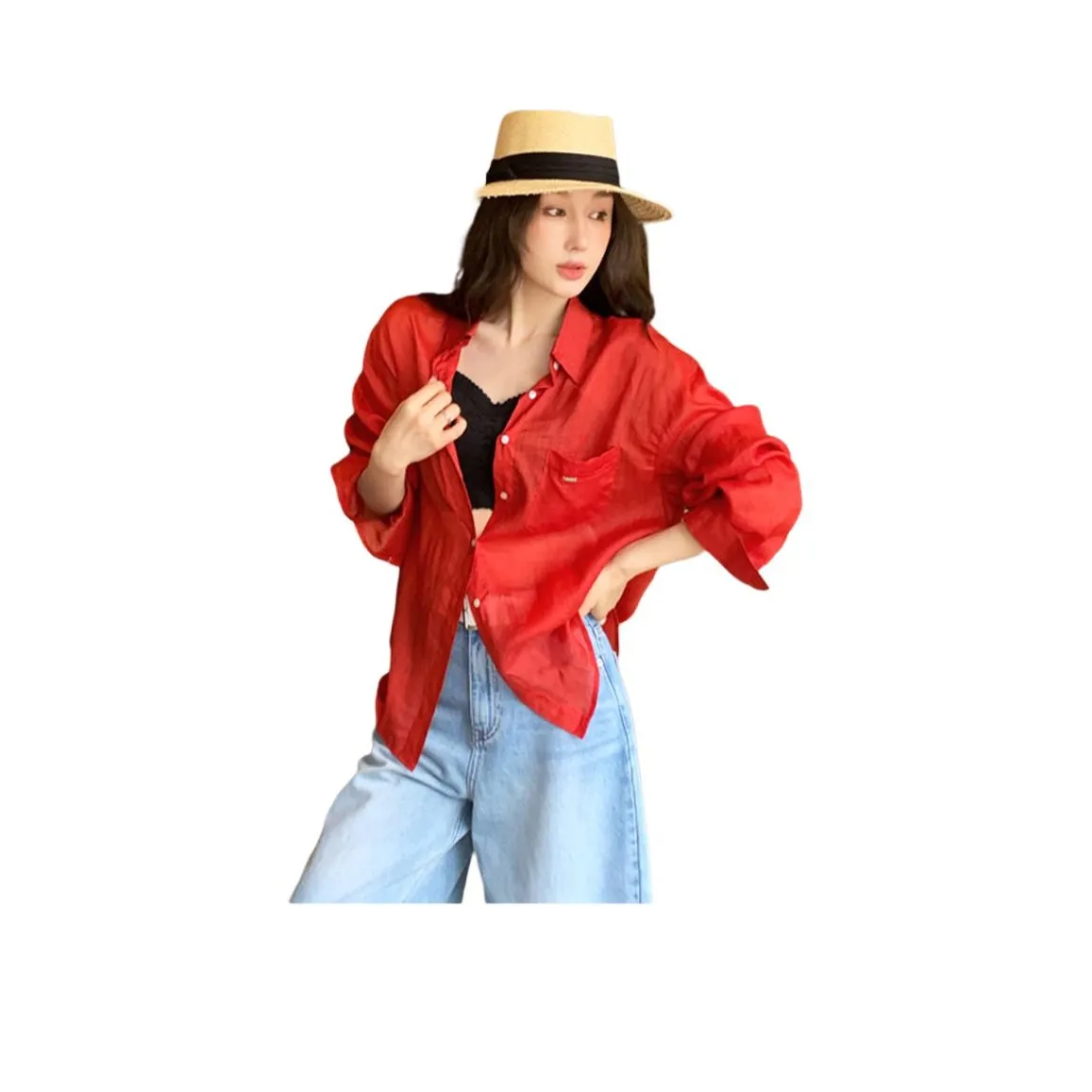 NANING 9 Красный Женские Рубашки