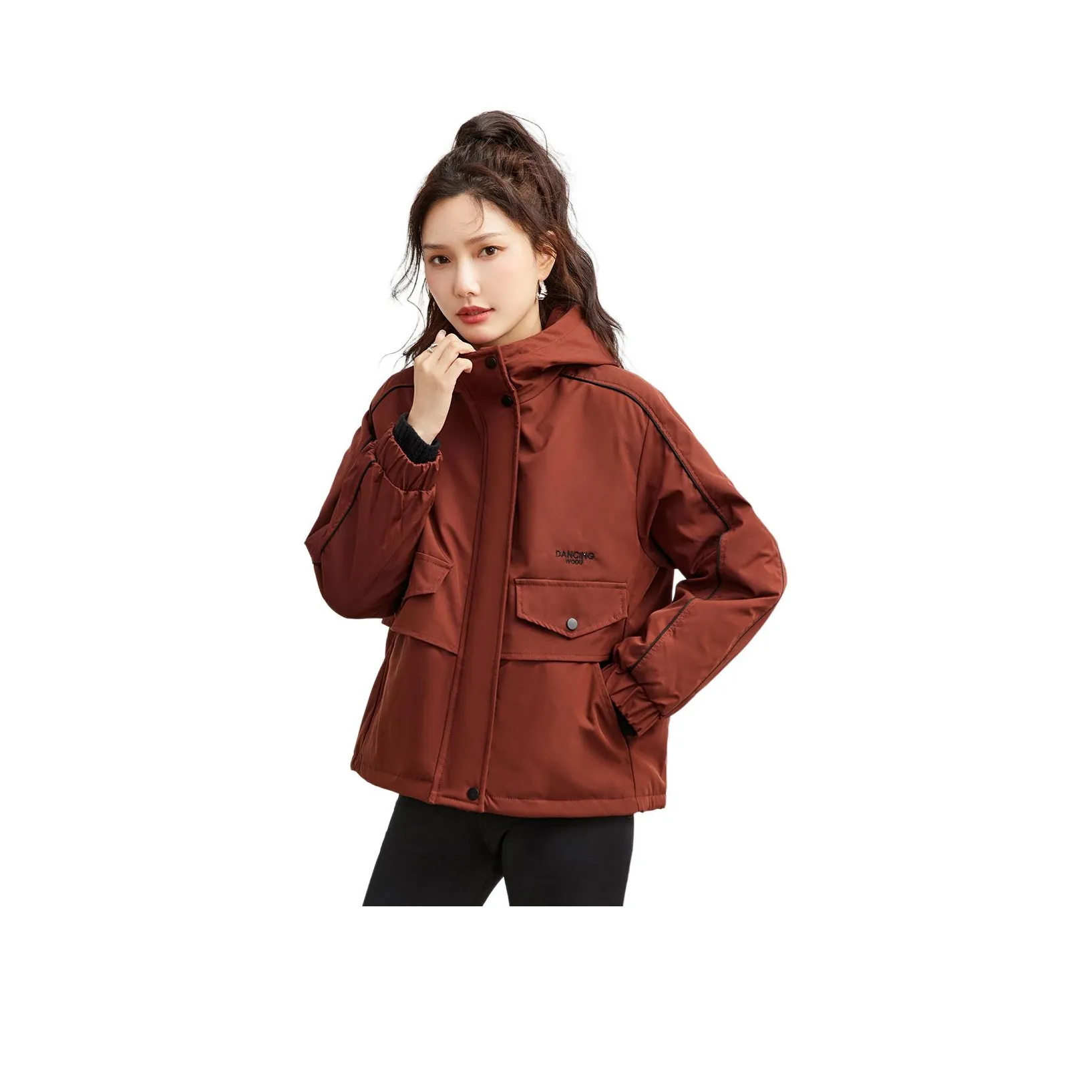 TERRE BLEUE Хлопковый пуховик женский красный