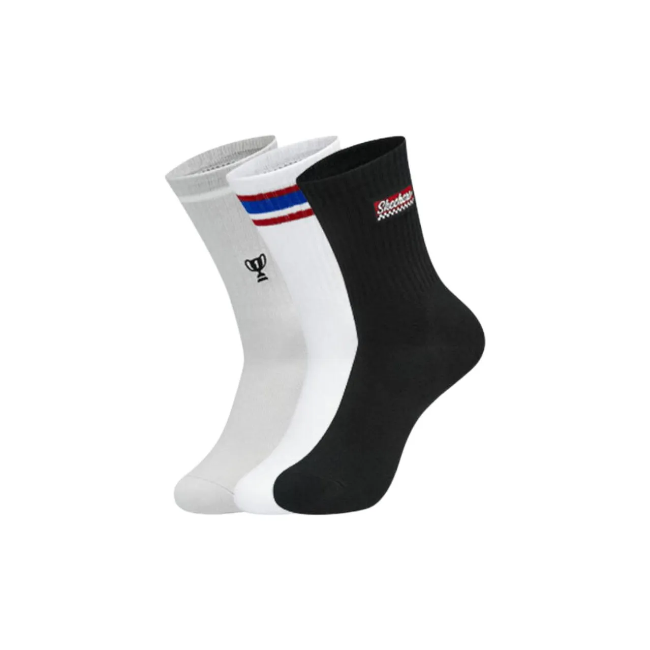 Skechers Hilarious Monster Series Носки Crew Унисекс 3 упаковки Черный+Белый+Серый