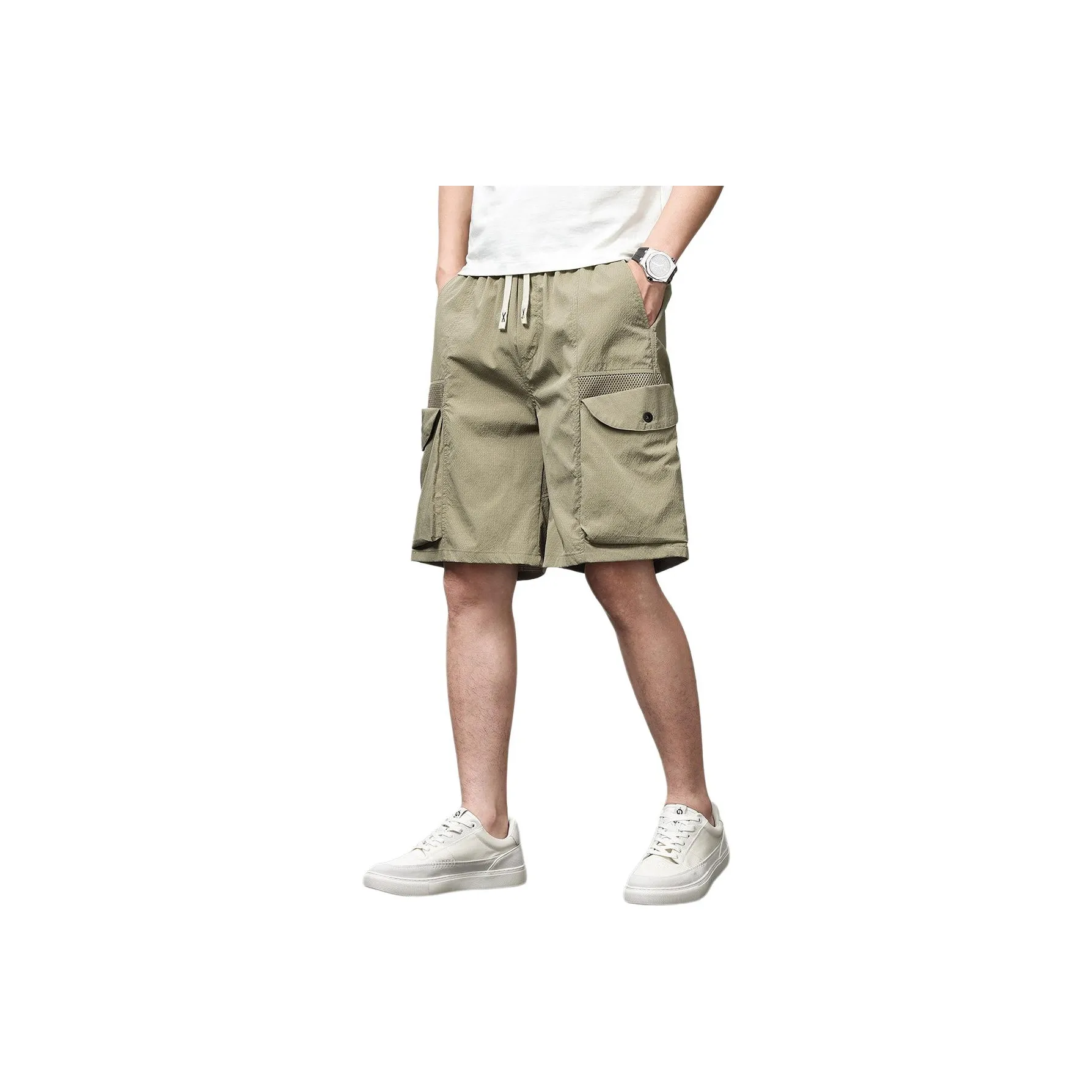 BALENO Рабочая одежда Модный Брюки длиной до колена Минималистский стиль Индивидуальный Универсальный Эластичный пояс Тонкий Летний Мужской