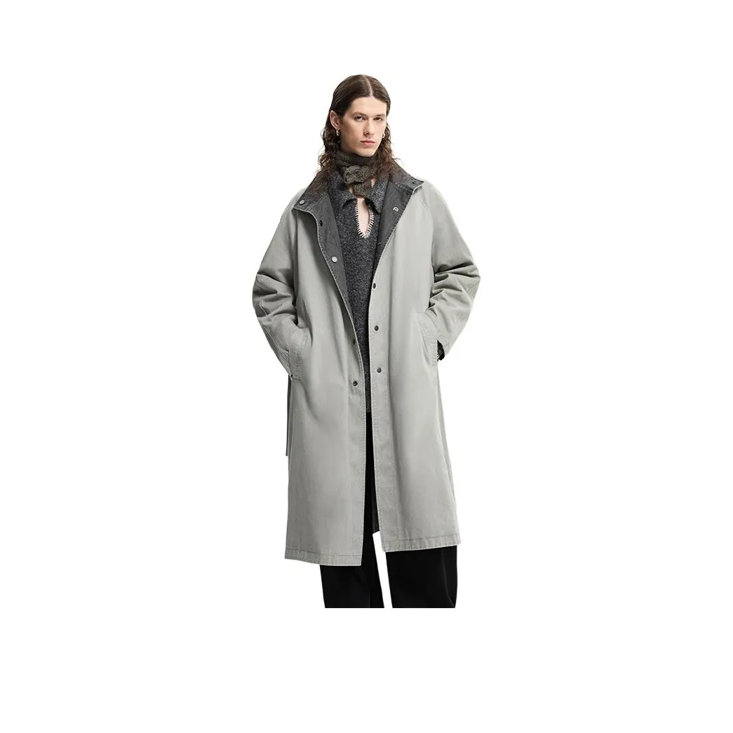 Organic Emotion Trench Coat Unisex Stone Gray