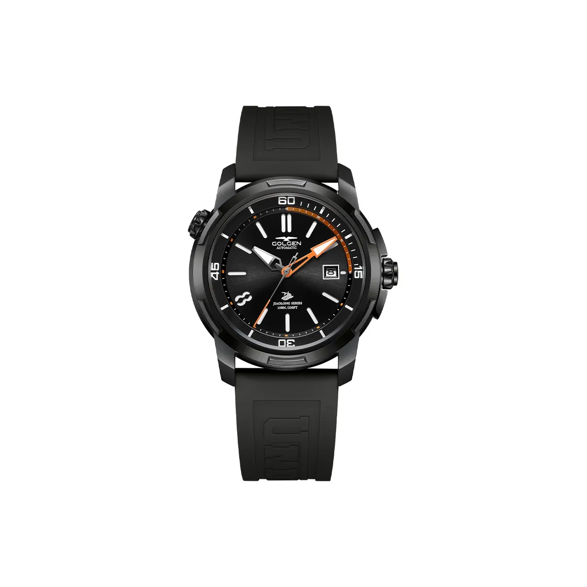 GOLGEN Auger Collection Автоматический Механический Механизм Силиконовый Ремешок Часы Мужские Черный Циферблат