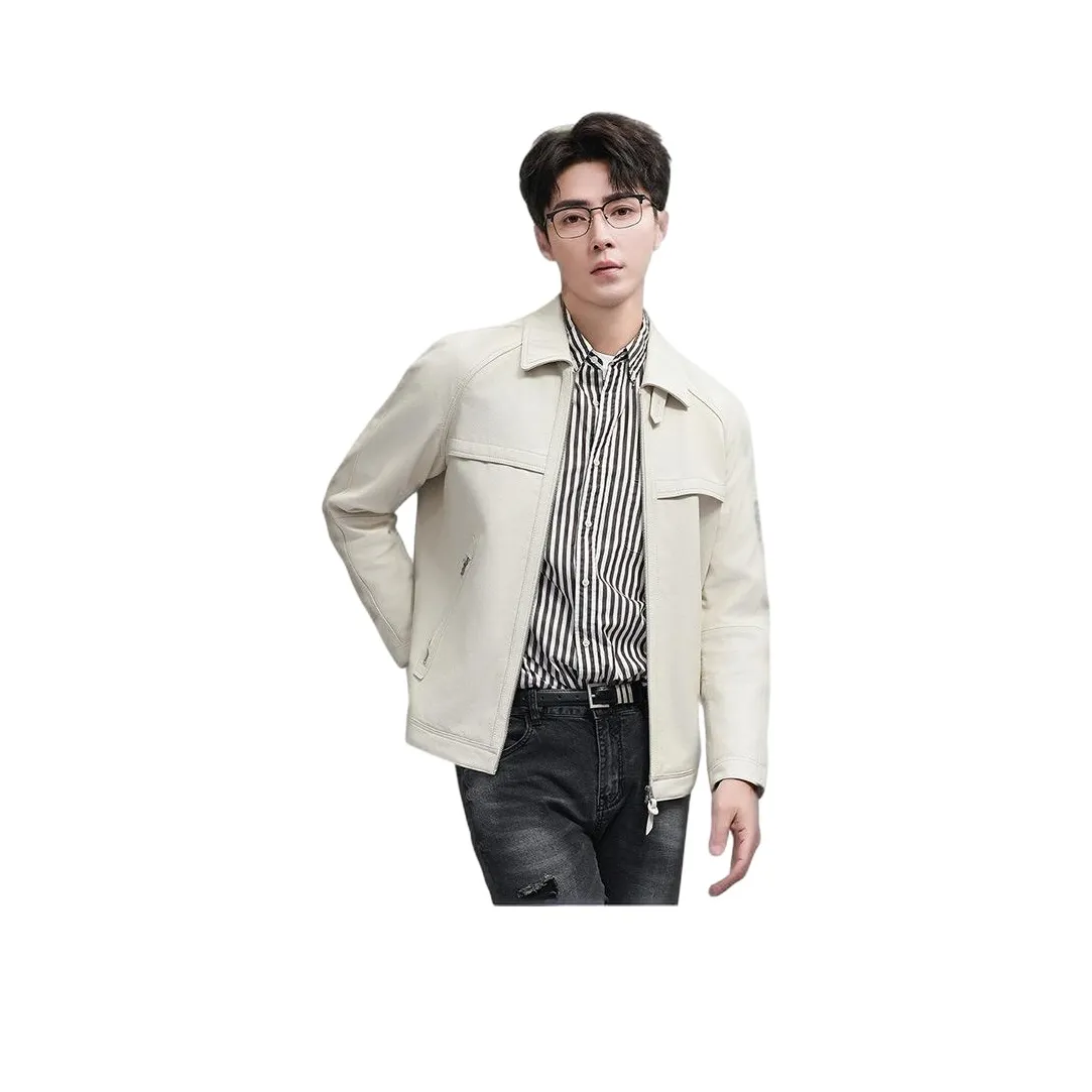Devanro Genuine Leather Jacket Men's White