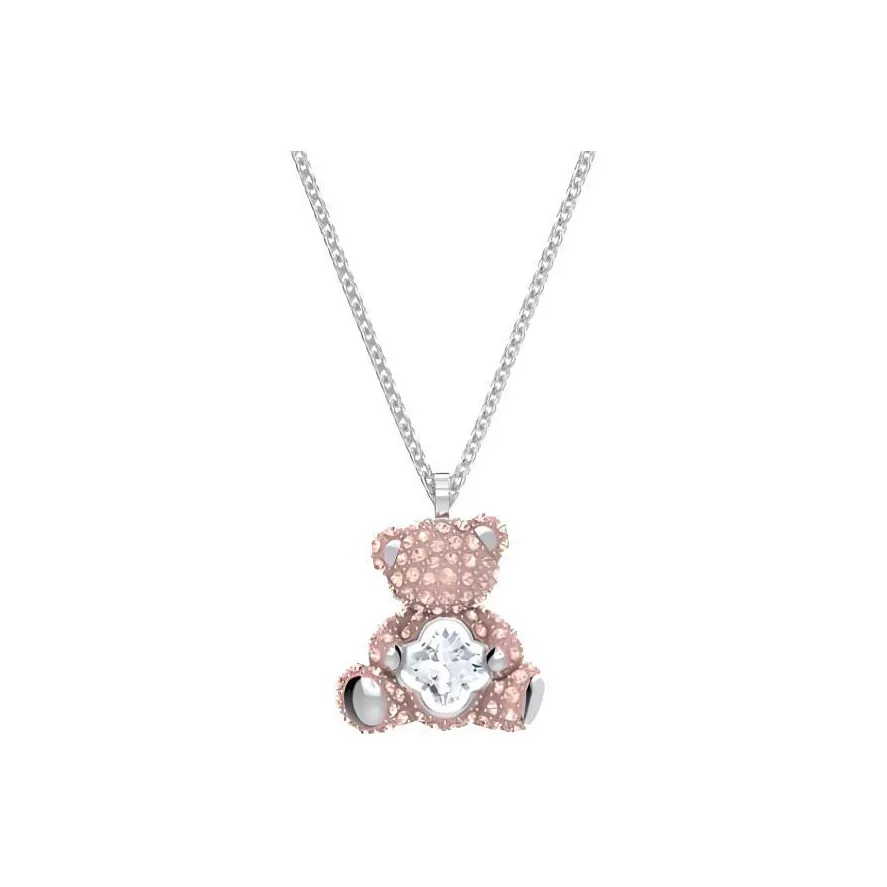 Swarovski White Gold Plated Faux Crystal Necklaces Women's Pink