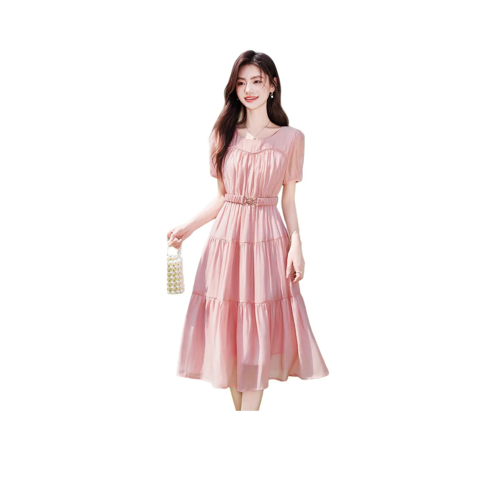 Like The Age Of Water Короткий рукав Платье Женское Розовое