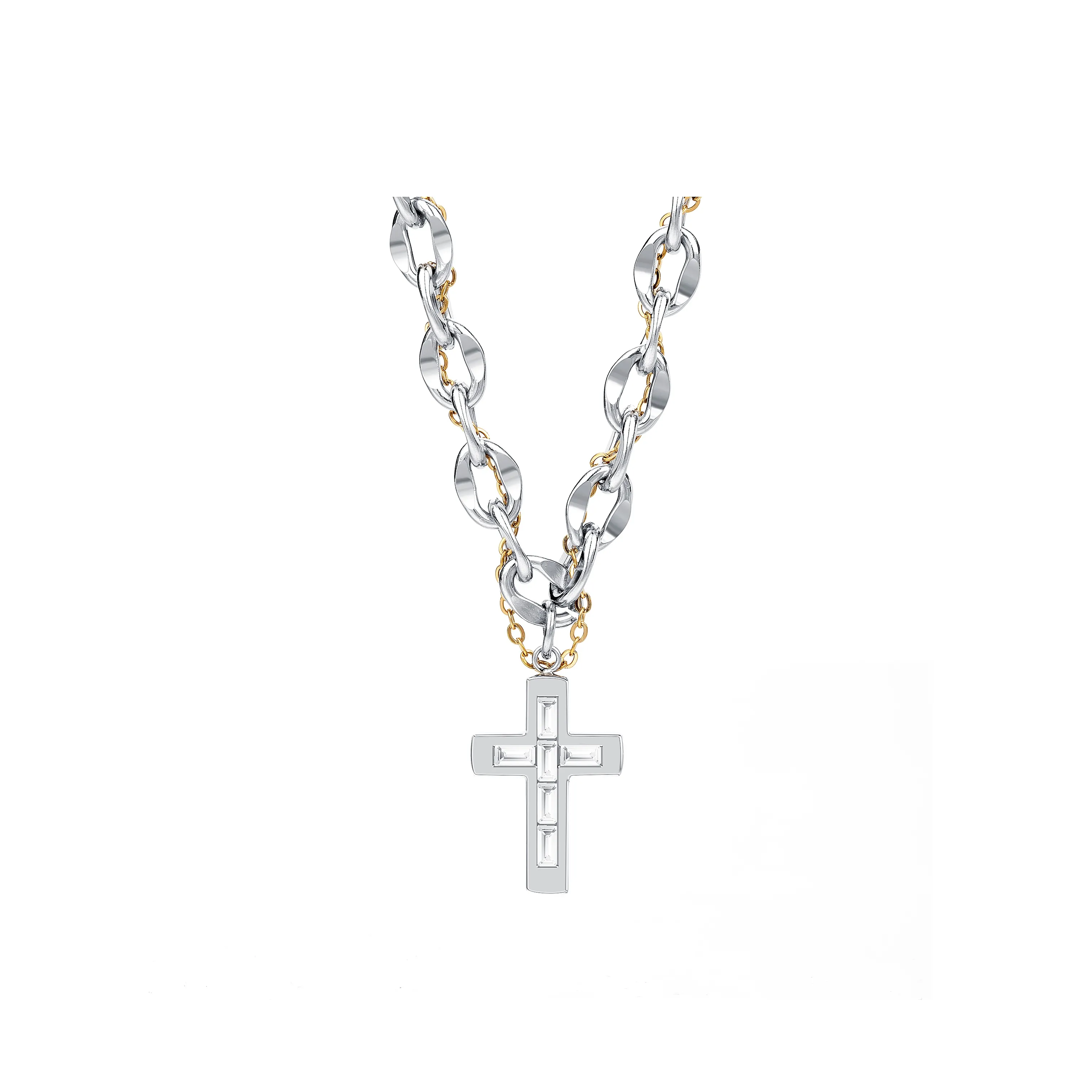 SGM Титановые стальные ожерелья унисекс серебряные