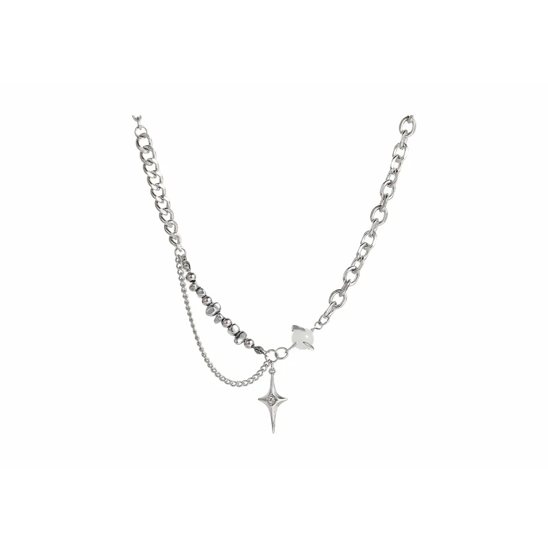 MUYAN Титановое стальное ожерелье с фрагментированным камнем и искрой унисекс