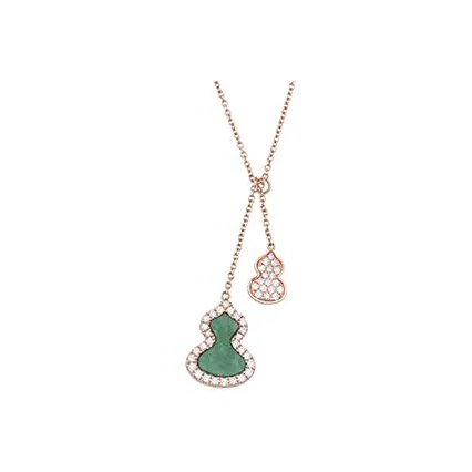 Qeelin Petite Wulu 18K Rose Gold Necklaces Women's Green