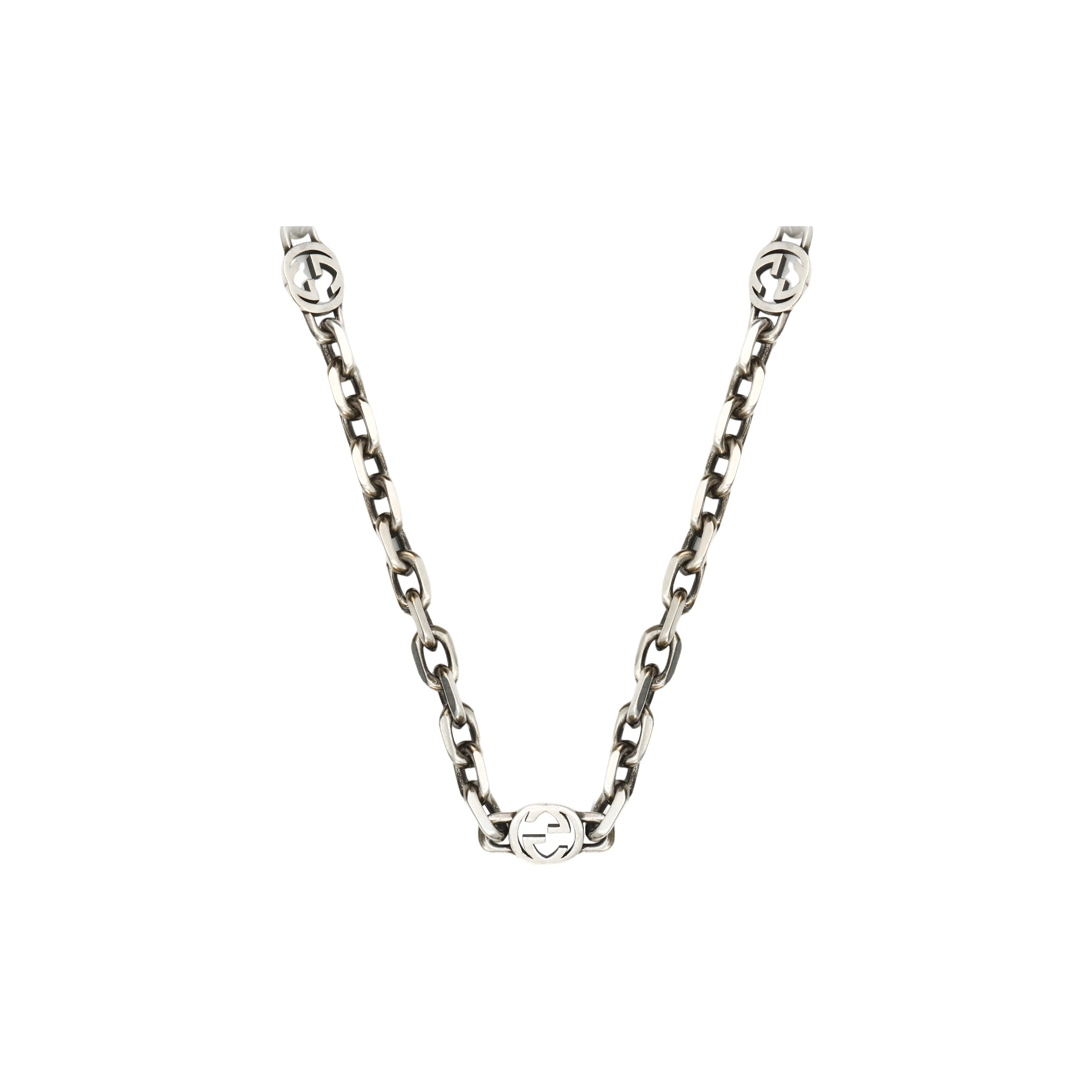 GUCCI Interlocking 925 Sterling Silver Necklaces Unisex