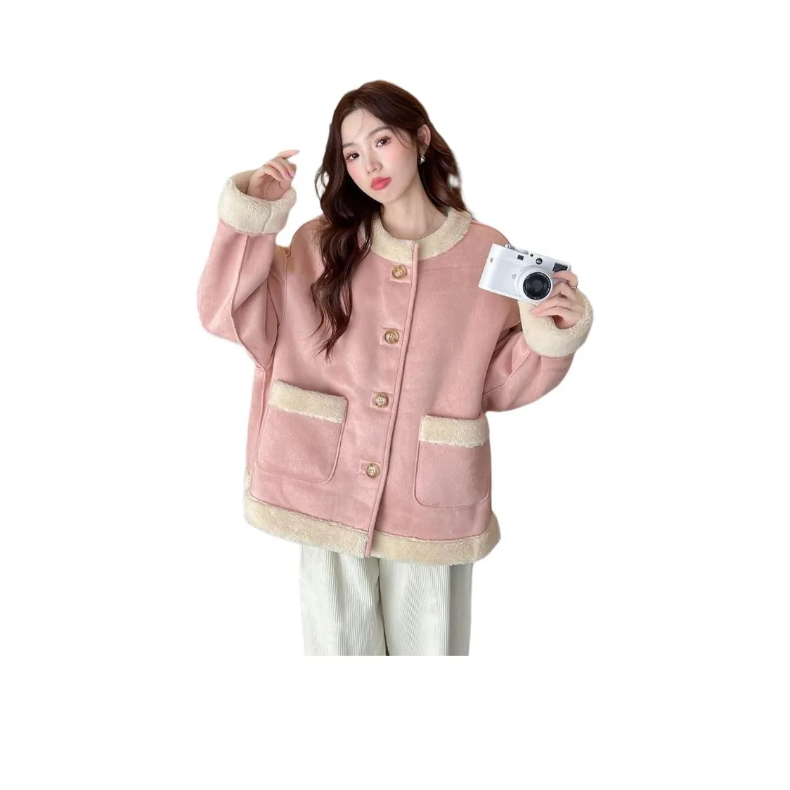 Tonlion Вельвет Feel Пальто Женское Светло-Розовое