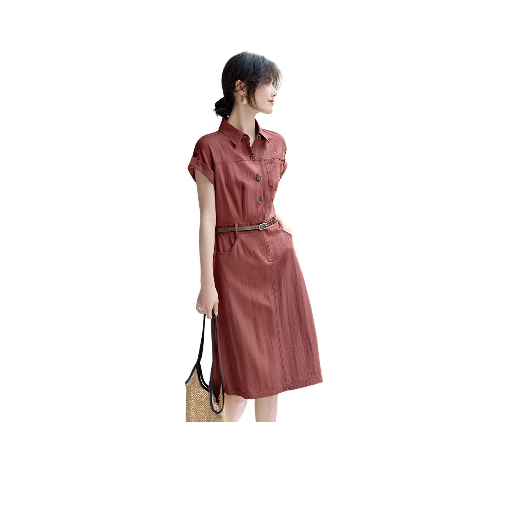 XWI Short Sleeved Dress Women's Dried Rose Red