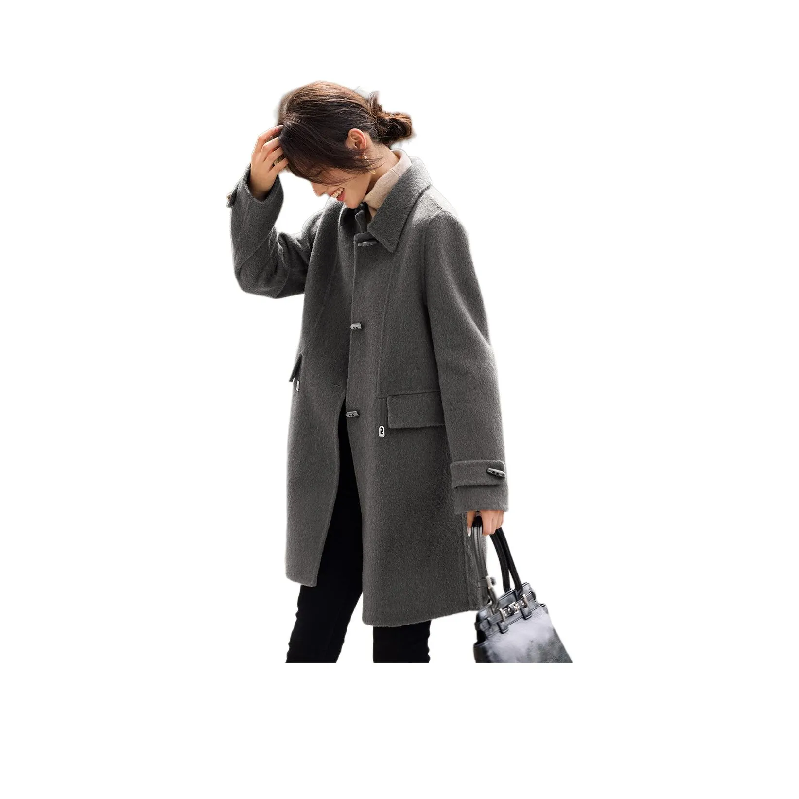 XWI Классическое Серое Женское Пальто