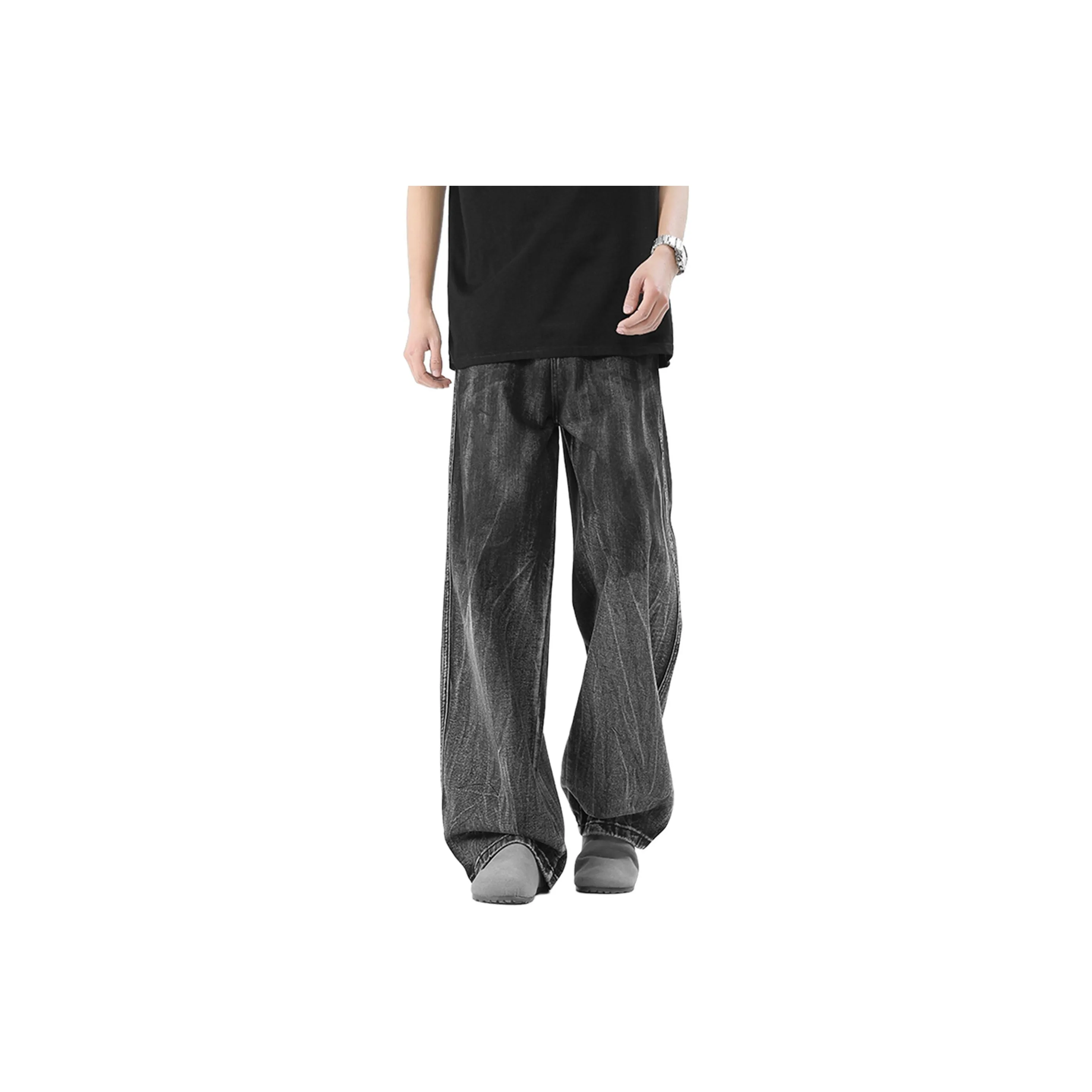 TAOKK Мытый серый камень унисекс джинсы