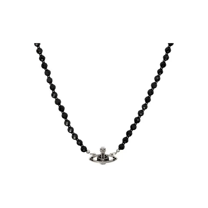 Vivienne Westwood Латунь Кристалл Стекло Агат Gem Бусины Ожерелье Мужской Серебряный