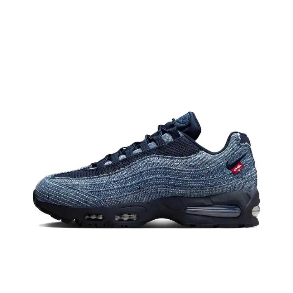 Levi's x Nike Air Max 95 Устойчивый к истиранию Низкий Топ Повседневные Беговые кроссовки Унисекс Синий
