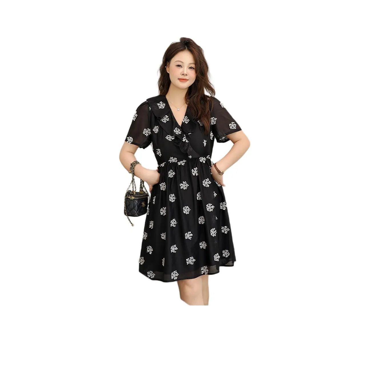 DAMABAIFENBAI Short Sleeved Dress Women's Black