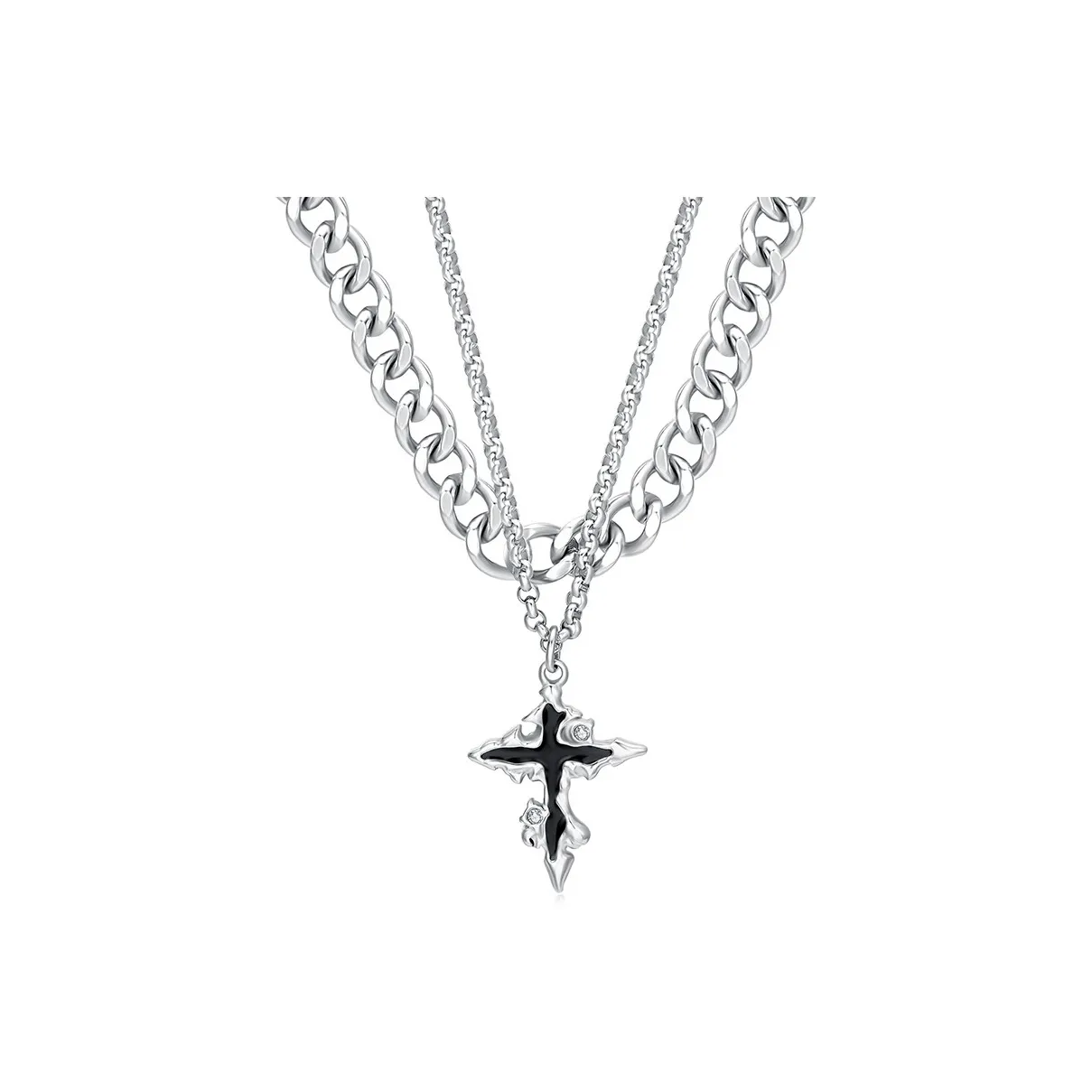 FAIRWHALE Титановые стальные ожерелья унисекс черного цвета