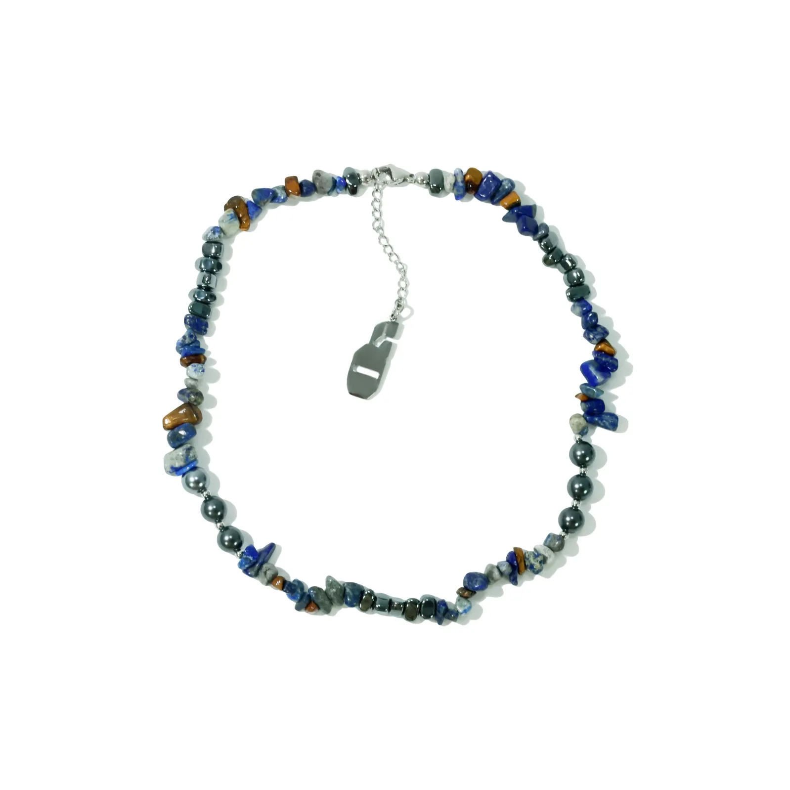 Get'em ON Синий Pebble Черный Shell Серебряный Titanium Steel Ожерелье Унисекс