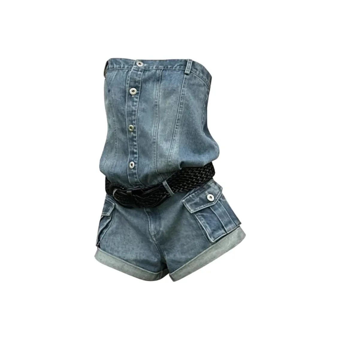 DOKZB Синие Ван-Пис Шорты Женские Комбинезоны