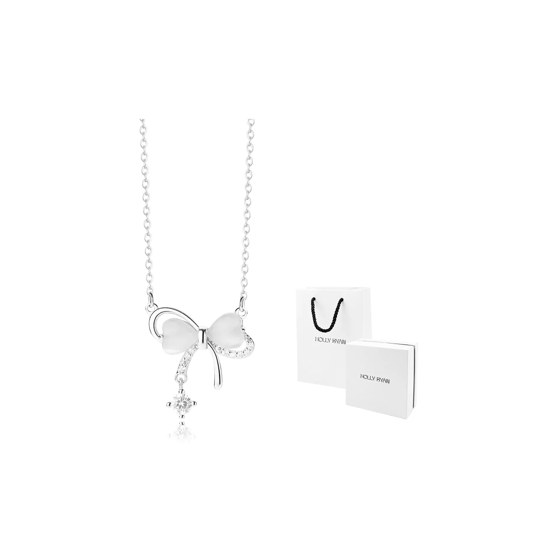 HOLLY RYAN Стекло Кошачий глаз Мягкий и Изящный Принцесса в бегах Элегантность Ожерелье с бантом в стиле Sweet Style Женское