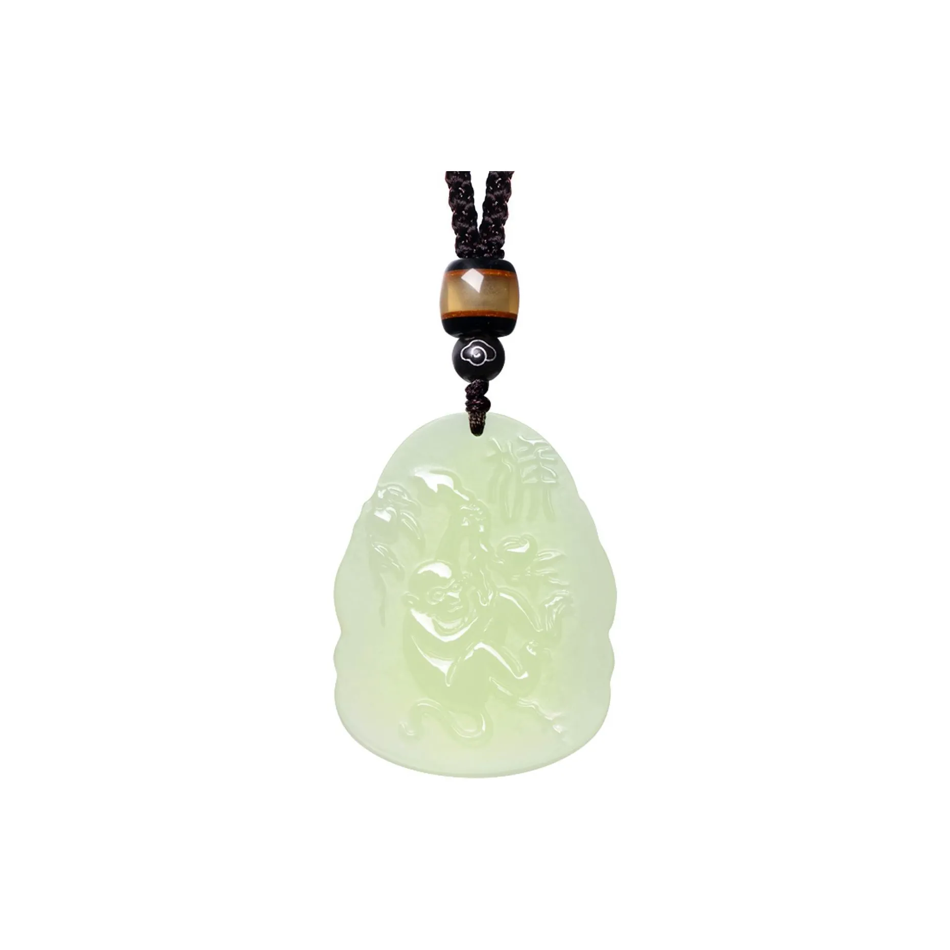 MARY WINDSOR Chinese Zodiac Monkey Guardian Pendant Pale Greenish White Jade Unisex