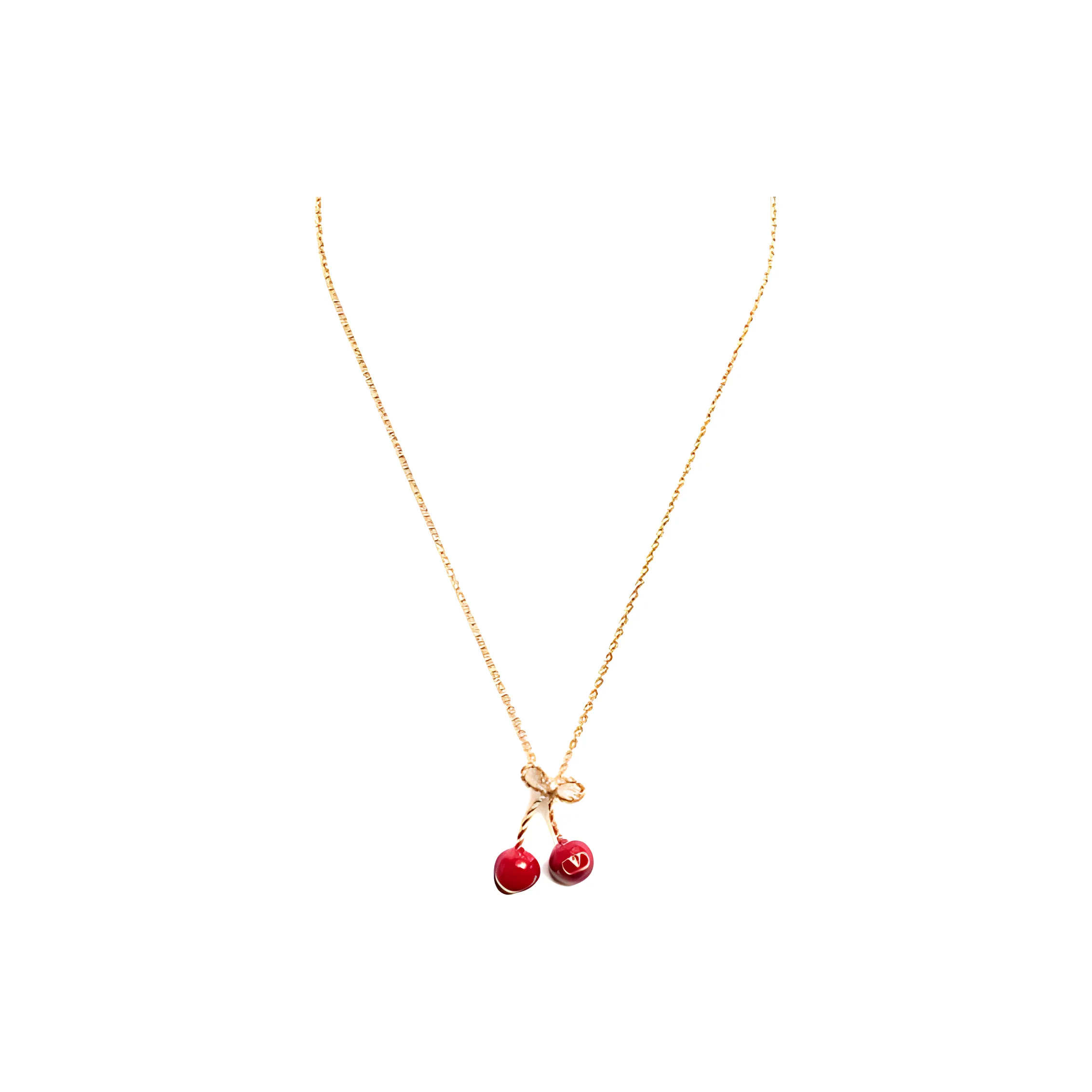 Valentino Logo Plaque Cable Link Chained Necklace