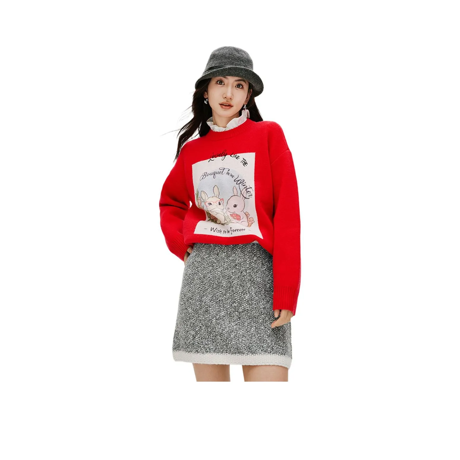 Hopeshow Knitwear Women's Holiday Red