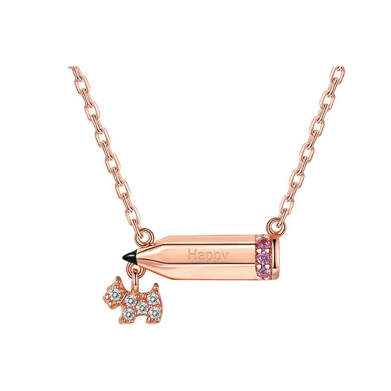 Agatha 925 Sterling Silver Necklace, Collarbone Chain Women's Rose Gold