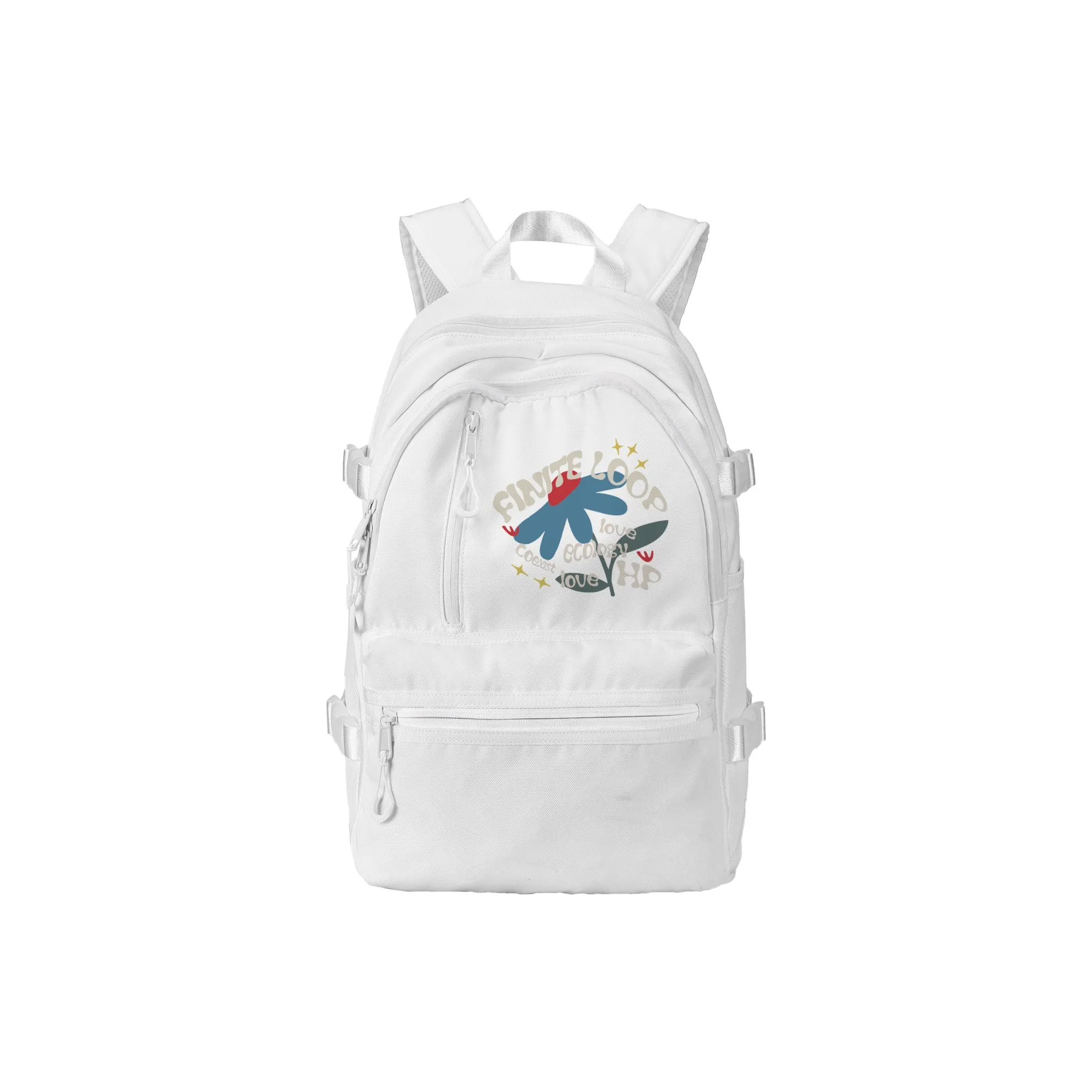 FINITE LOOP Recycled Polyester Backpack Regular Unisex White