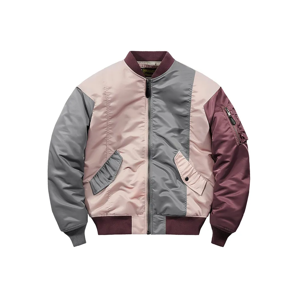 VIP Пэчворк Цветовой блок Пилот Пальто Бейсбольный воротник Пуховая куртка Унисекс