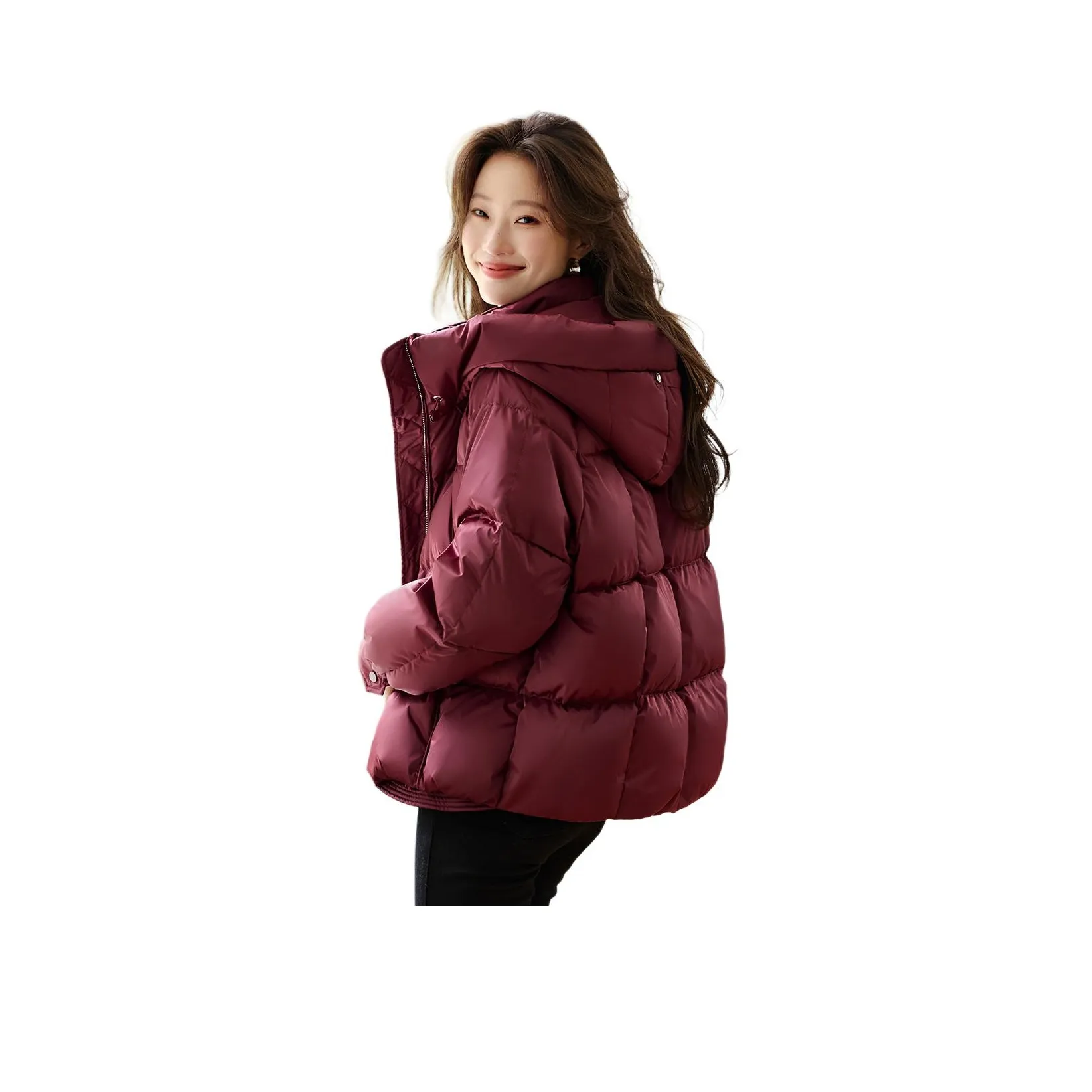 Mo Han Yi Mei Пуховик Женские Бордо Красный